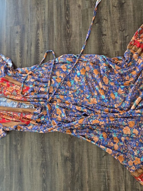Dresses & Skirts - Floral Blue Orange Wrap Women’s Top